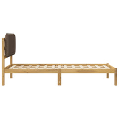 Bed Frame with Upholstered Headboard Length 200 cm Whitewash and Taupe 90 cm