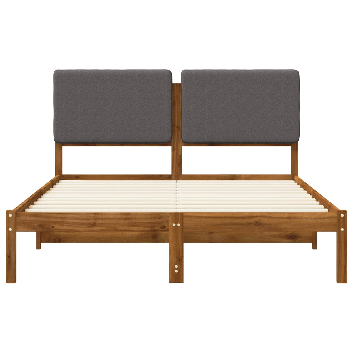 Bed Frame with Upholstered Headboard Length 200 cm Natural and Light Grey 160 cm
