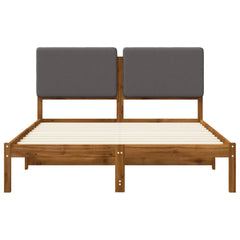 Bed Frame with Upholstered Headboard Length 200 cm Natural and Light Grey 160 cm