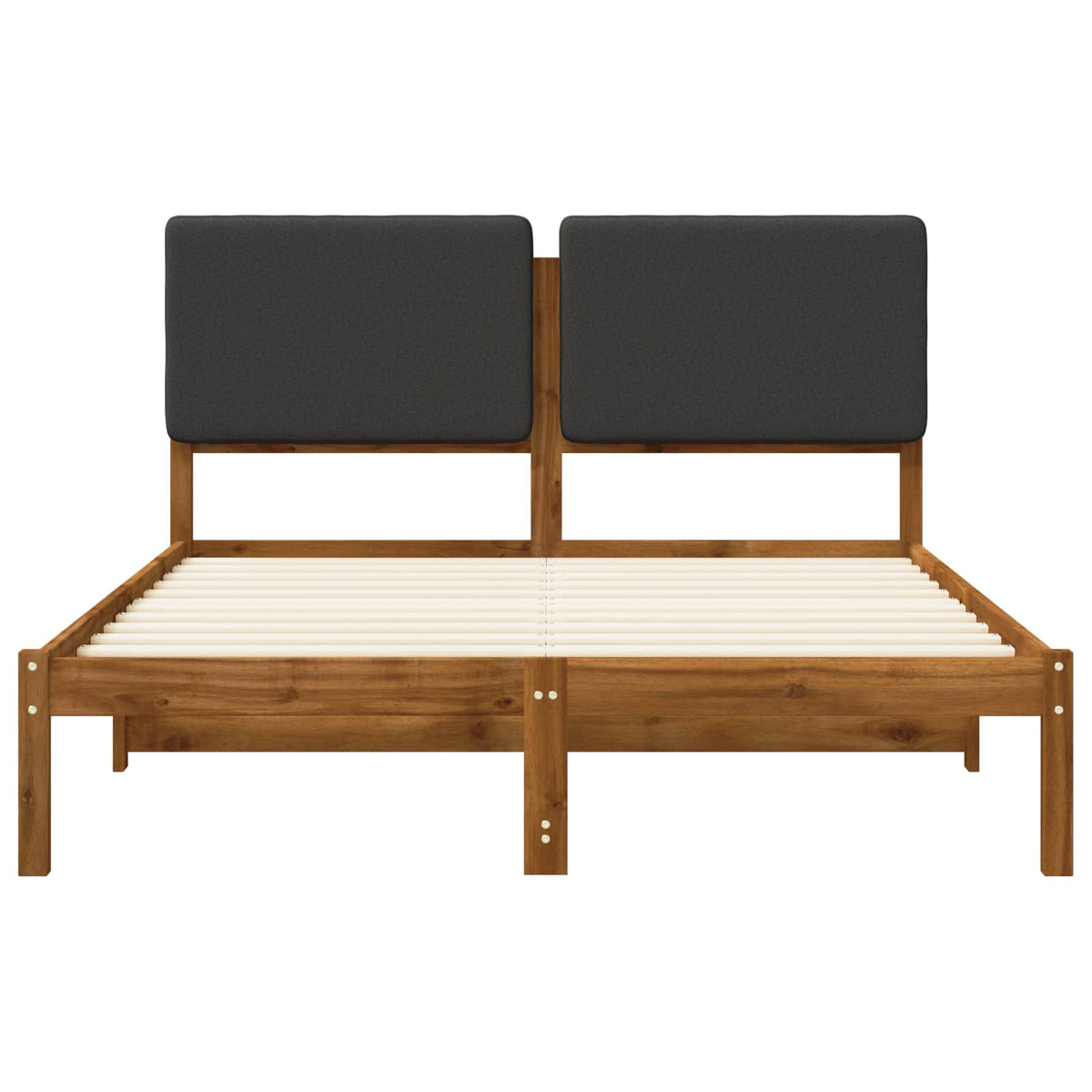 Bed Frame with Upholstered Headboard Length 200 cm Natural and Dark Grey 160 cm