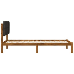 Bed Frame with Upholstered Headboard Length 200 cm Width 80 cm Natural and dark grey