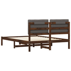 Bed Frame Upholstered Headboard Length Dark Brown Light Grey
