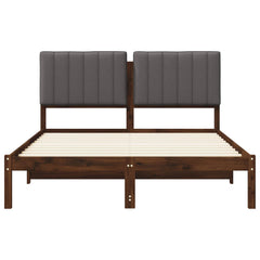 Bed Frame Upholstered Headboard Length Dark Brown Light Grey