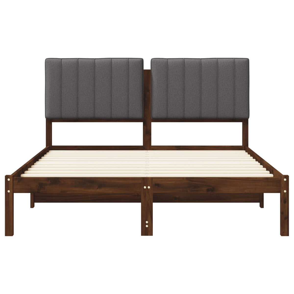 Bed Frame Upholstered Headboard Length Dark Brown Light Grey