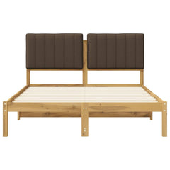 Bed Frame with Upholstered Headboard Length 200 cm Whitewash and Taupe 160 cm