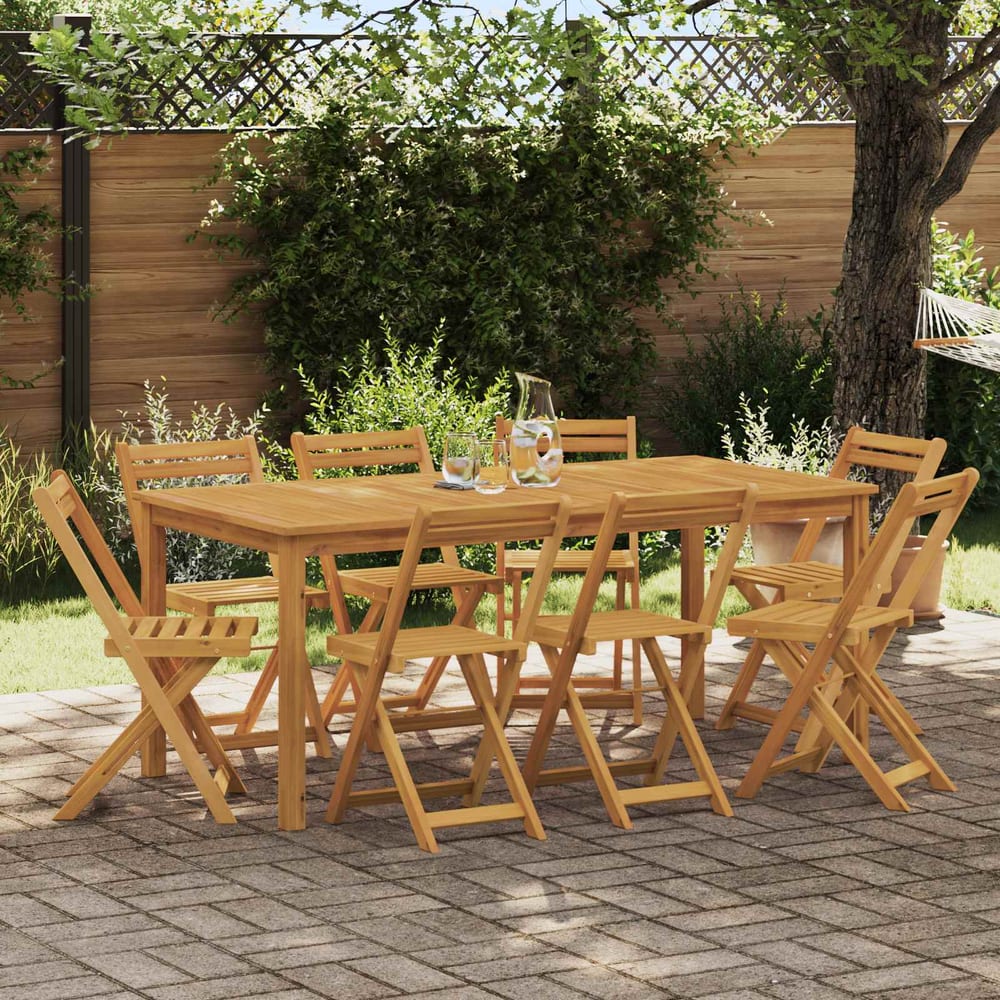 Outdoor Bistro Chairs Natural Solid Acacia Wood 8