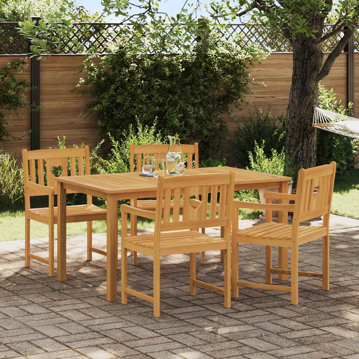 Garden Chairs Natural Solid Acacia Wood Heart 4