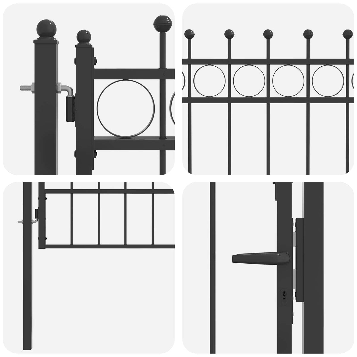 Fence Gate TILBURG Lockable Metal Black 100 x 150 cm