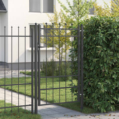 Fence Gate TILBURG Lockable Metal Black 100 x 150 cm