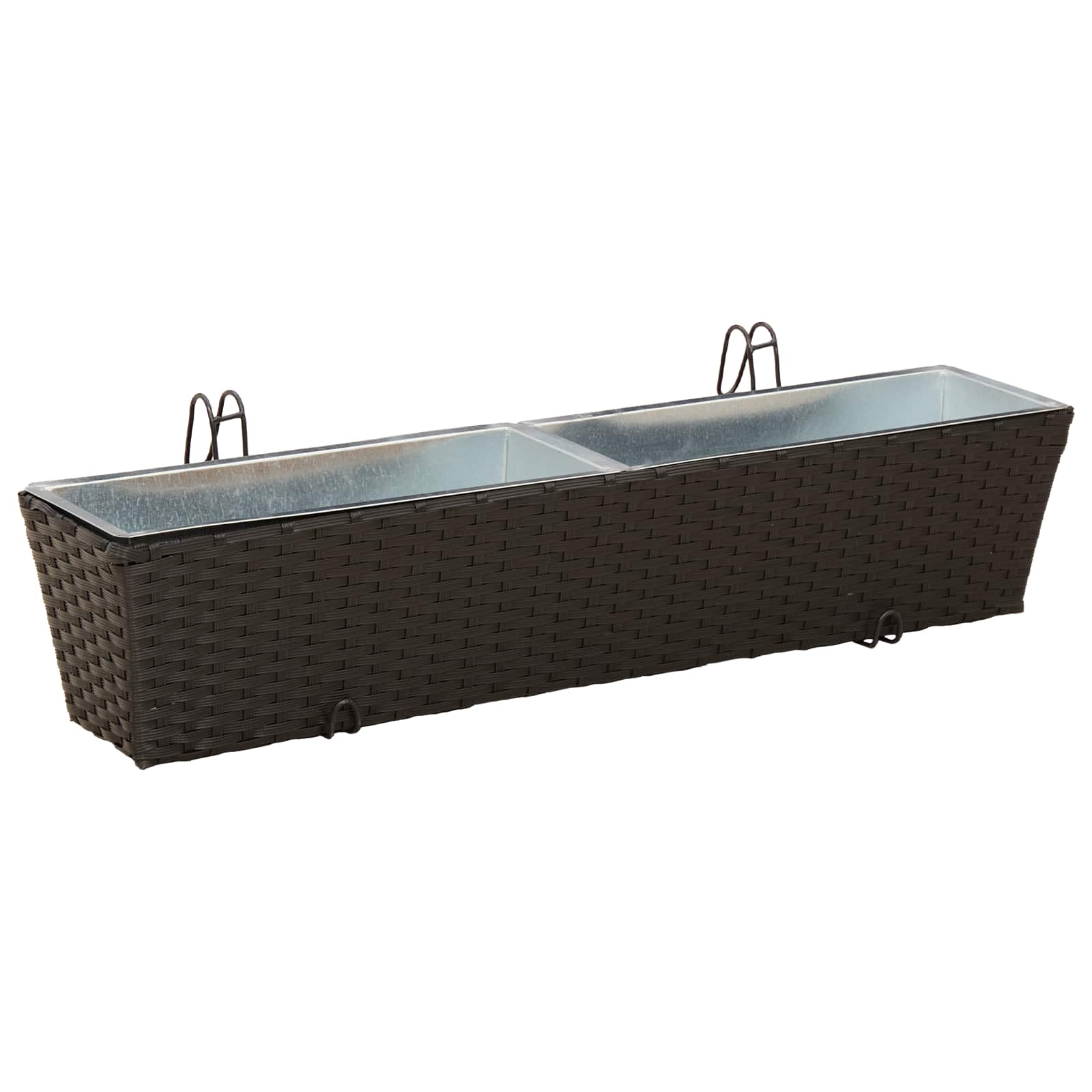 vidaXL Railing 2 pcs Black 80 x 17 x 17 cm Metal 3