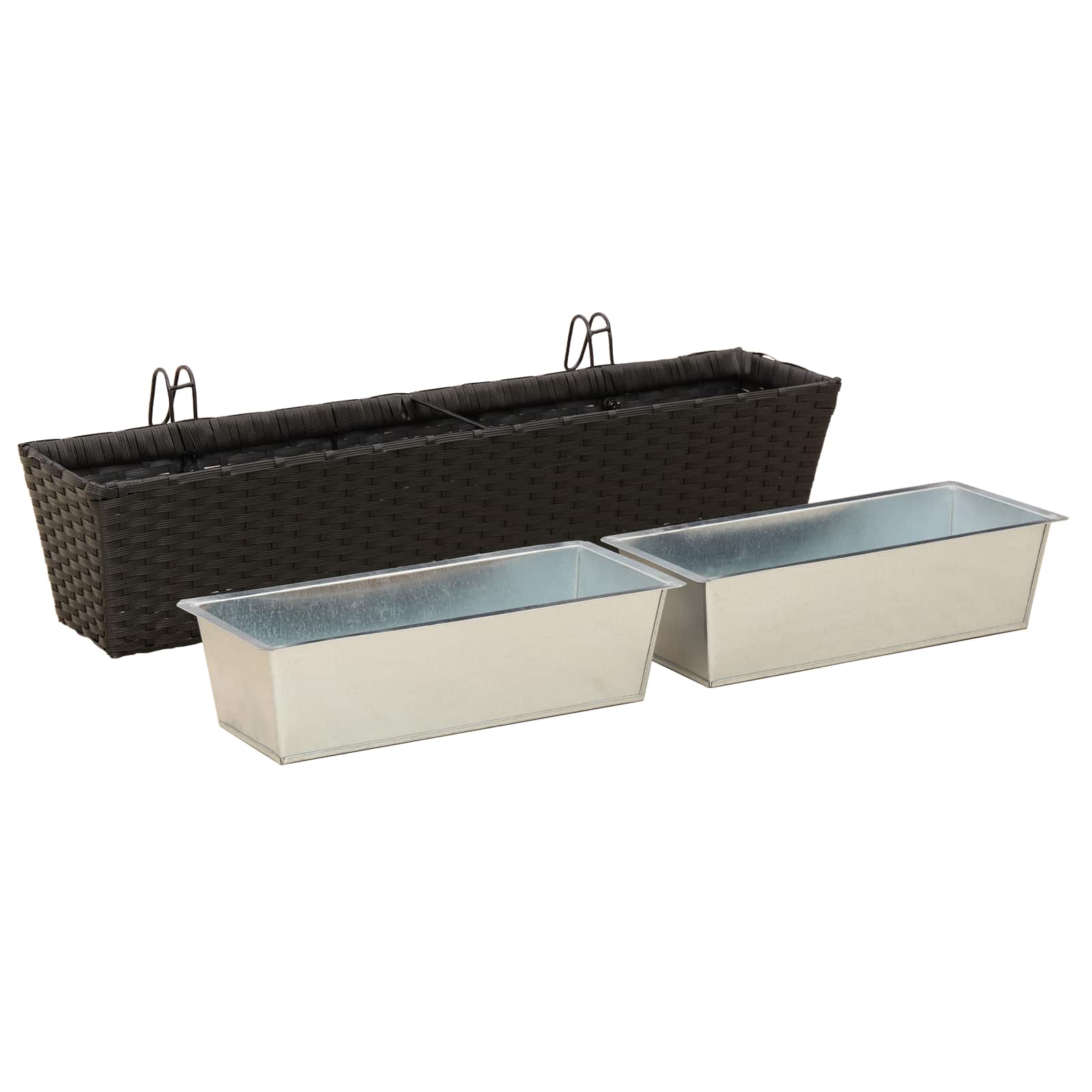 vidaXL Railing 2 pcs Black 80 x 17 x 17 cm Metal 4