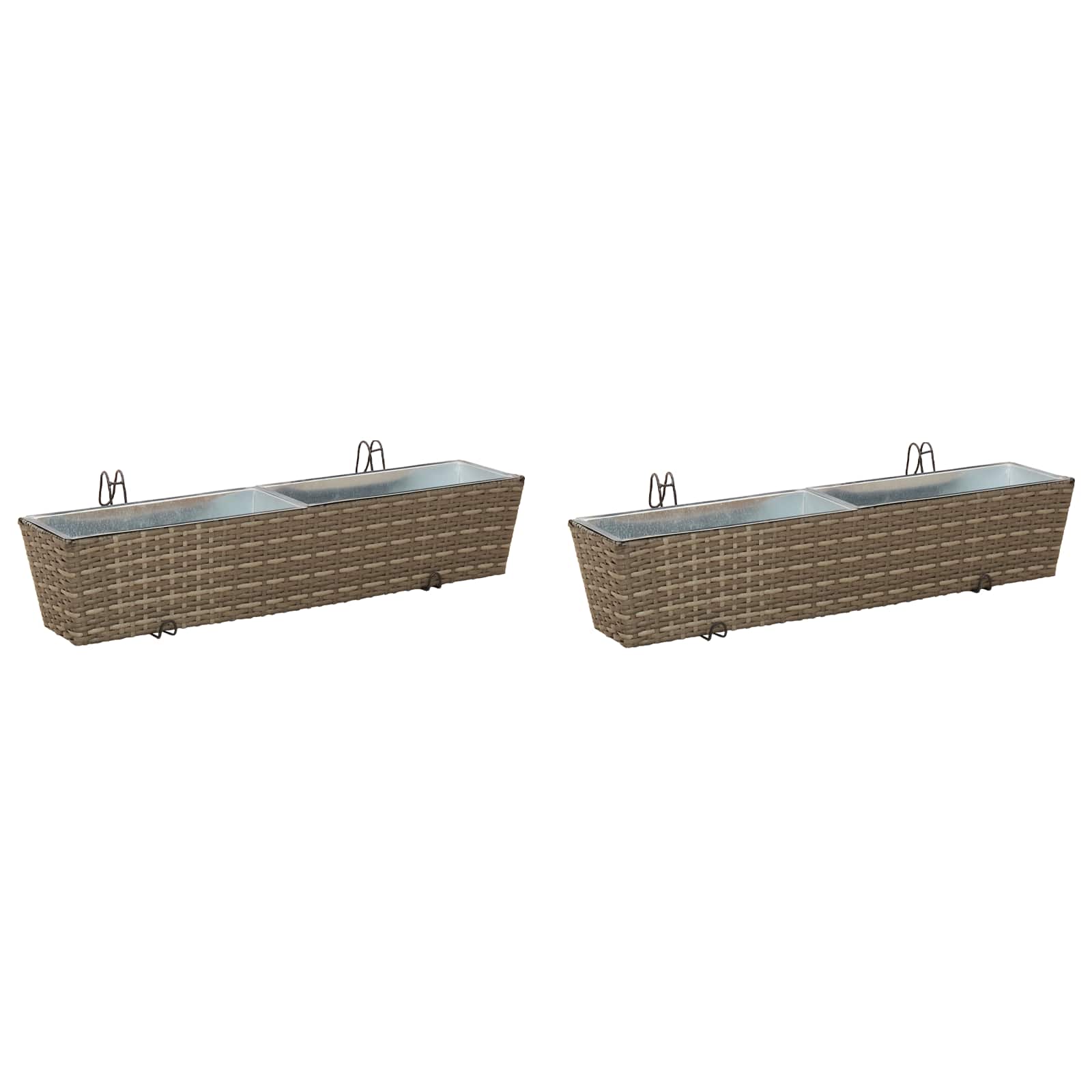 vidaXL Railing 2 pcs Grey 80 x 17 x 17 cm Metal 2