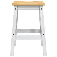 vidaXL Bar Stool 2 pcs White and Honey Wax 44 x 30 x 63 cm Solid-Pine 4