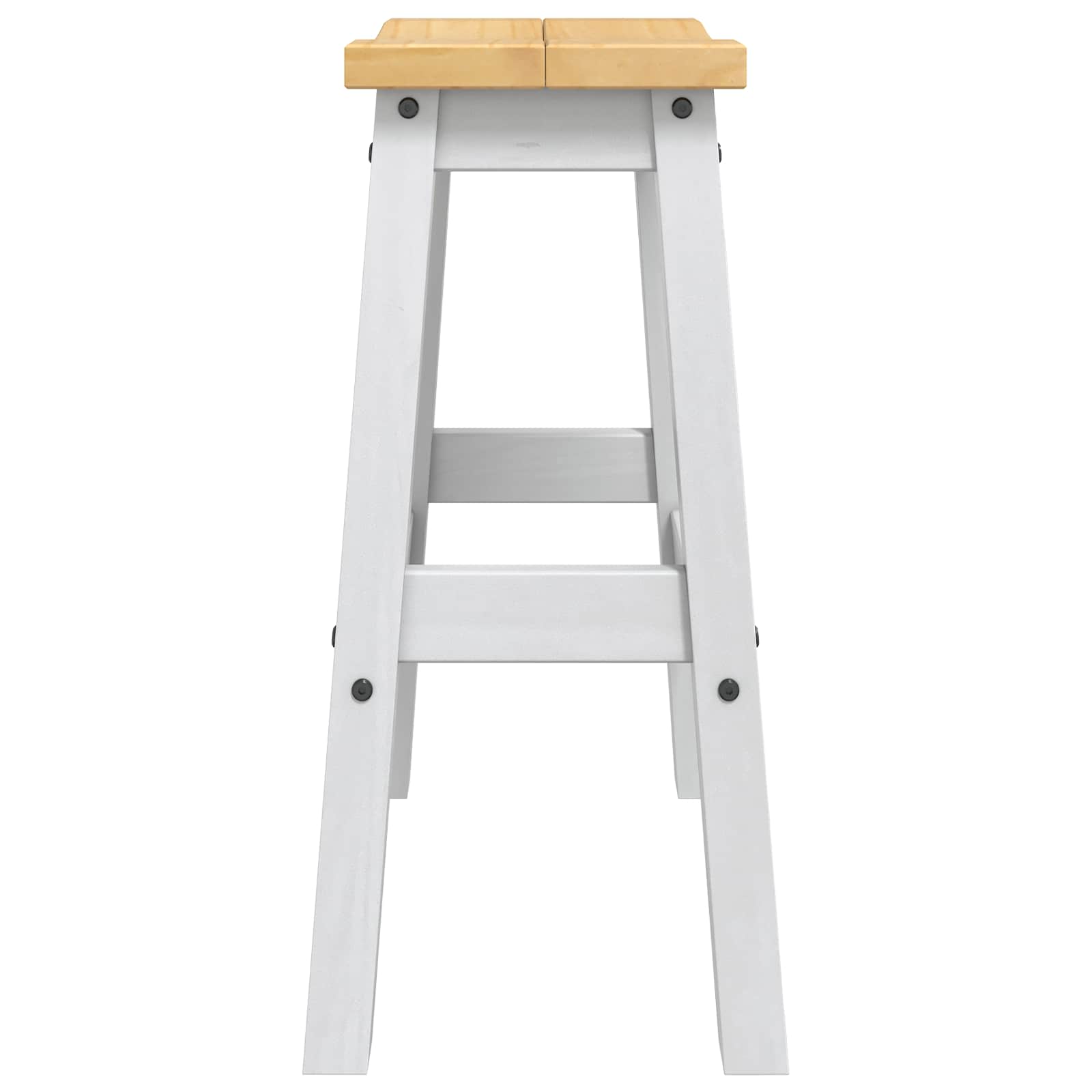 vidaXL Bar Stool 2 pcs White and Honey Wax 44 x 30 x 63 cm Solid-Pine 5