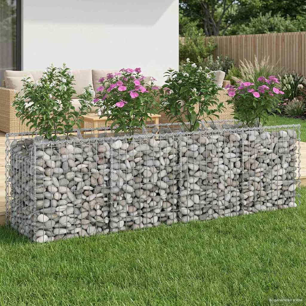 vidaXL Gabion Raised Bed 200 x 50 x 60 cm Galvanised Steel Silver 1