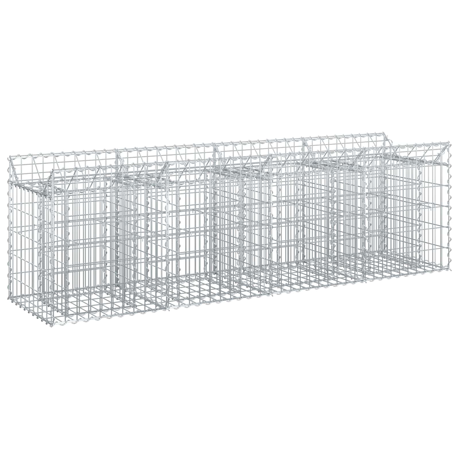 vidaXL Gabion Raised Bed 200 x 50 x 60 cm Galvanised Steel Silver 2