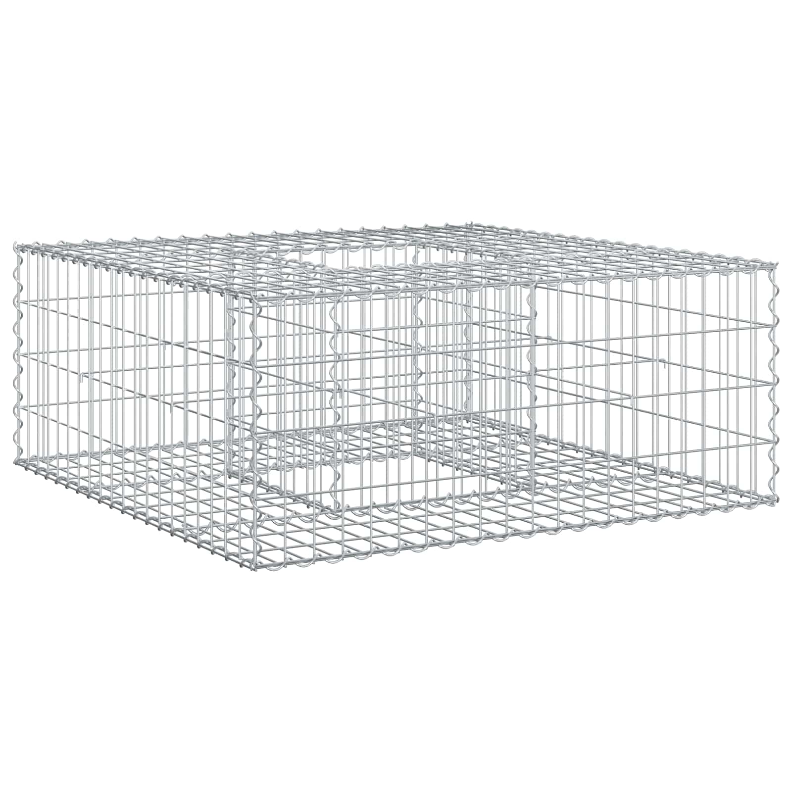 vidaXL Gabion Raised Bed 100 x 100 x 40 cm Galvanised Steel Silver 2