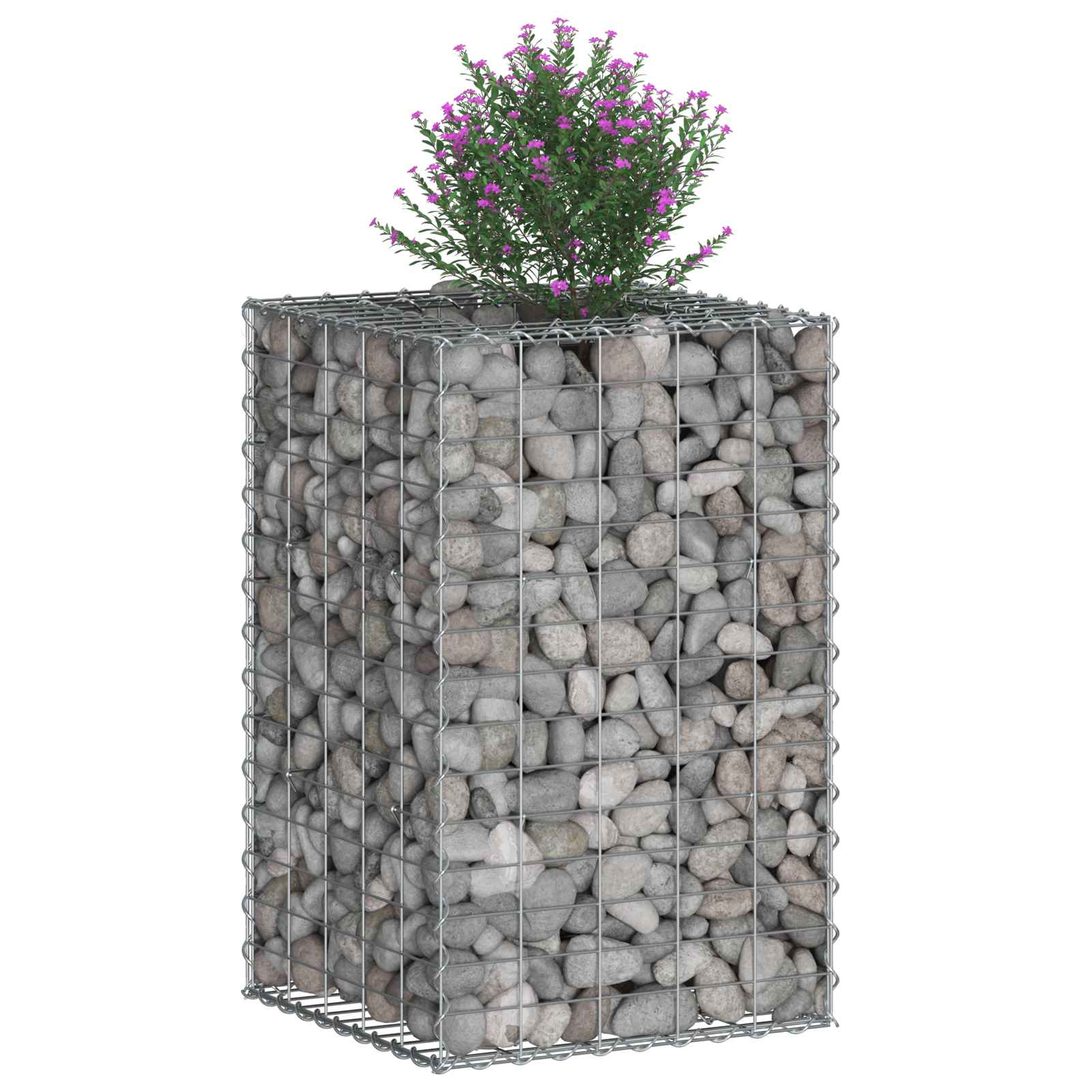 vidaXL Gabion Raised Bed 50 x 50 x 80 cm Galvanised Steel Silver 3