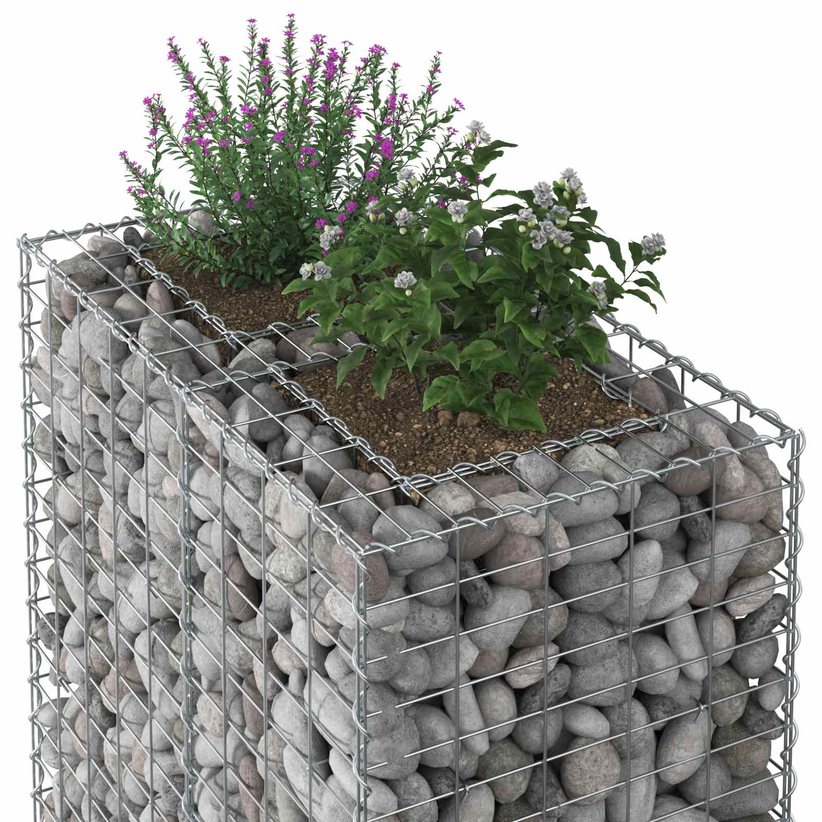 vidaXL Gabion Raised Bed 90 x 50 x 150 cm Galvanised Steel Silver 4