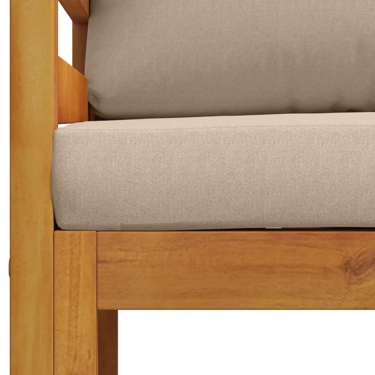 Sectional with Cushions Solid Acacia Wood Natural Taupe Middle sofa + corner sofa