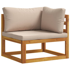 Sectional with Cushions Solid Acacia Wood Natural Taupe Middle sofa + corner sofa