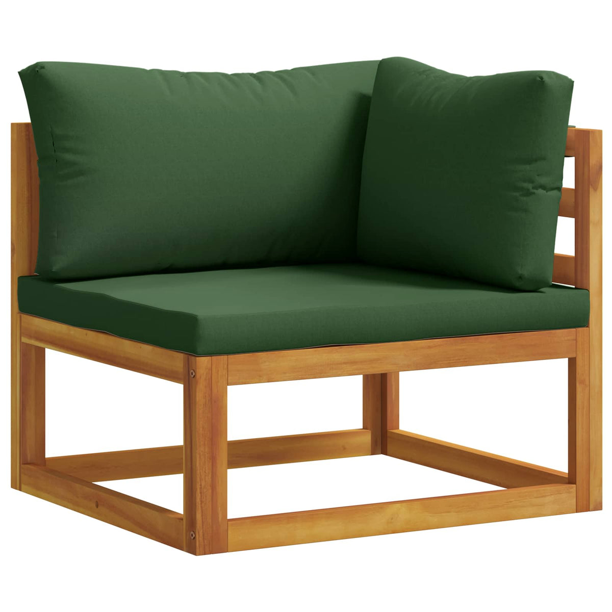 Sectional with Cushions Solid Acacia Wood Natural Green Middle sofa + corner sofa