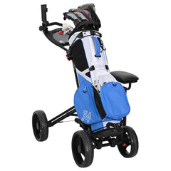 vidaXL Golf Trolley with Seat Black Aluminium Foldable 2