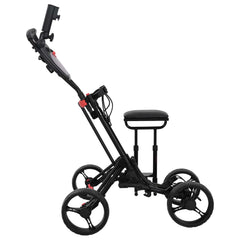 vidaXL Golf Trolley with Seat Black Aluminium Foldable 4