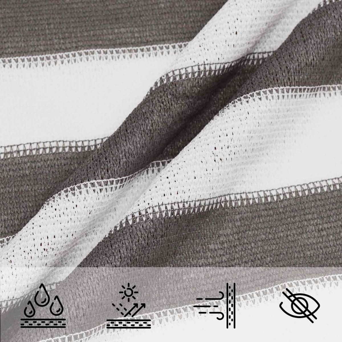 vidaXL Sunshade Sail Rectangular 3 x 4 m HDPE Light Grey and White 4