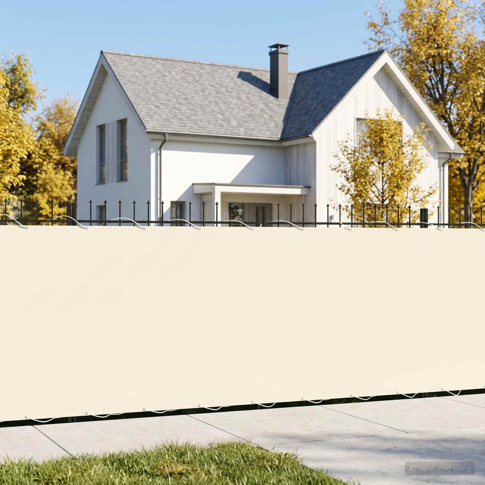 vidaXL Balcony Privacy Screen 150 x 800 cm Fabric with PU Coated Cream 1