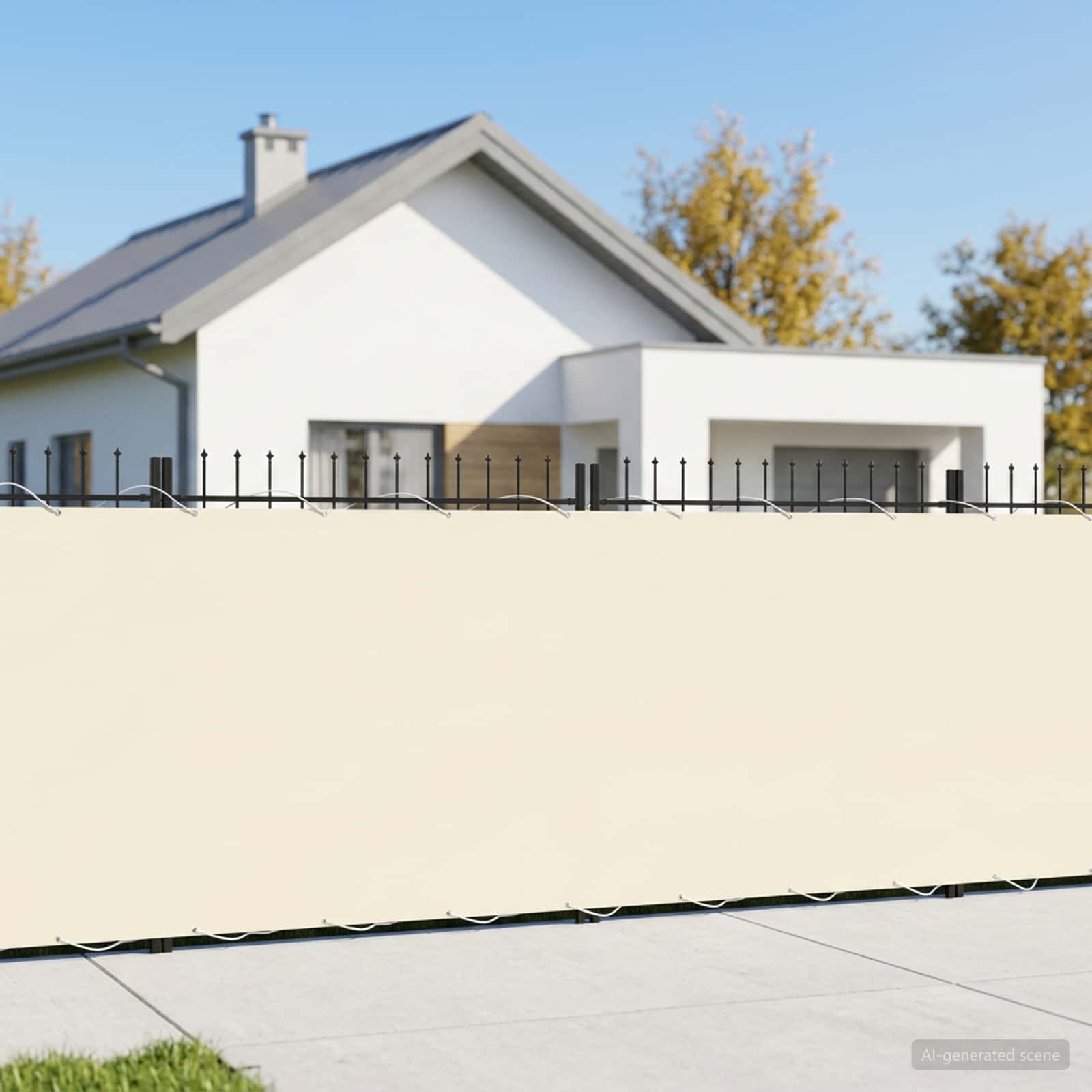 vidaXL Balcony Privacy Screen 180 x 600 cm Fabric with PU Coated Cream 1