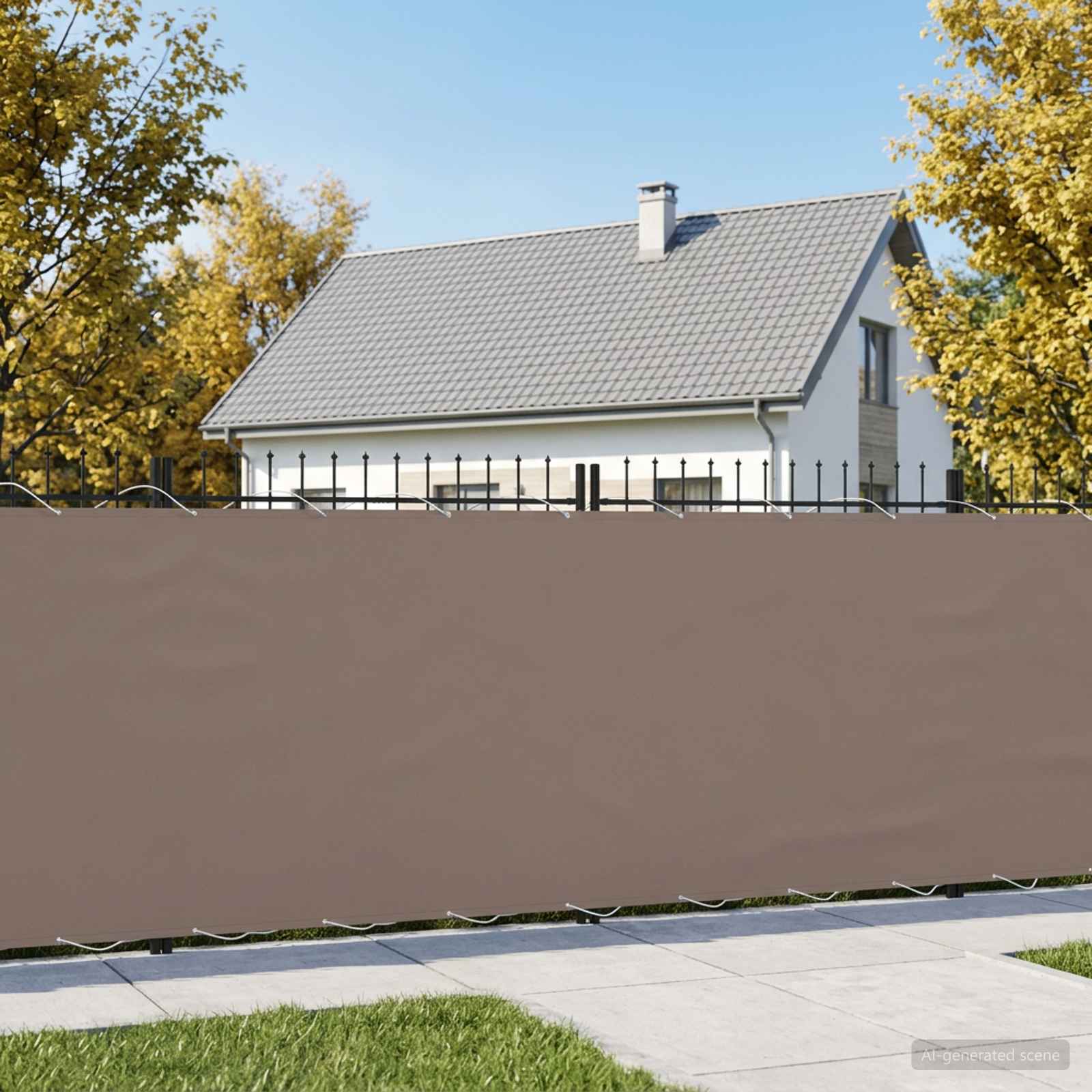 vidaXL Balcony Privacy Screen 150 x 700 cm Fabric with PU Coated Taupe 4