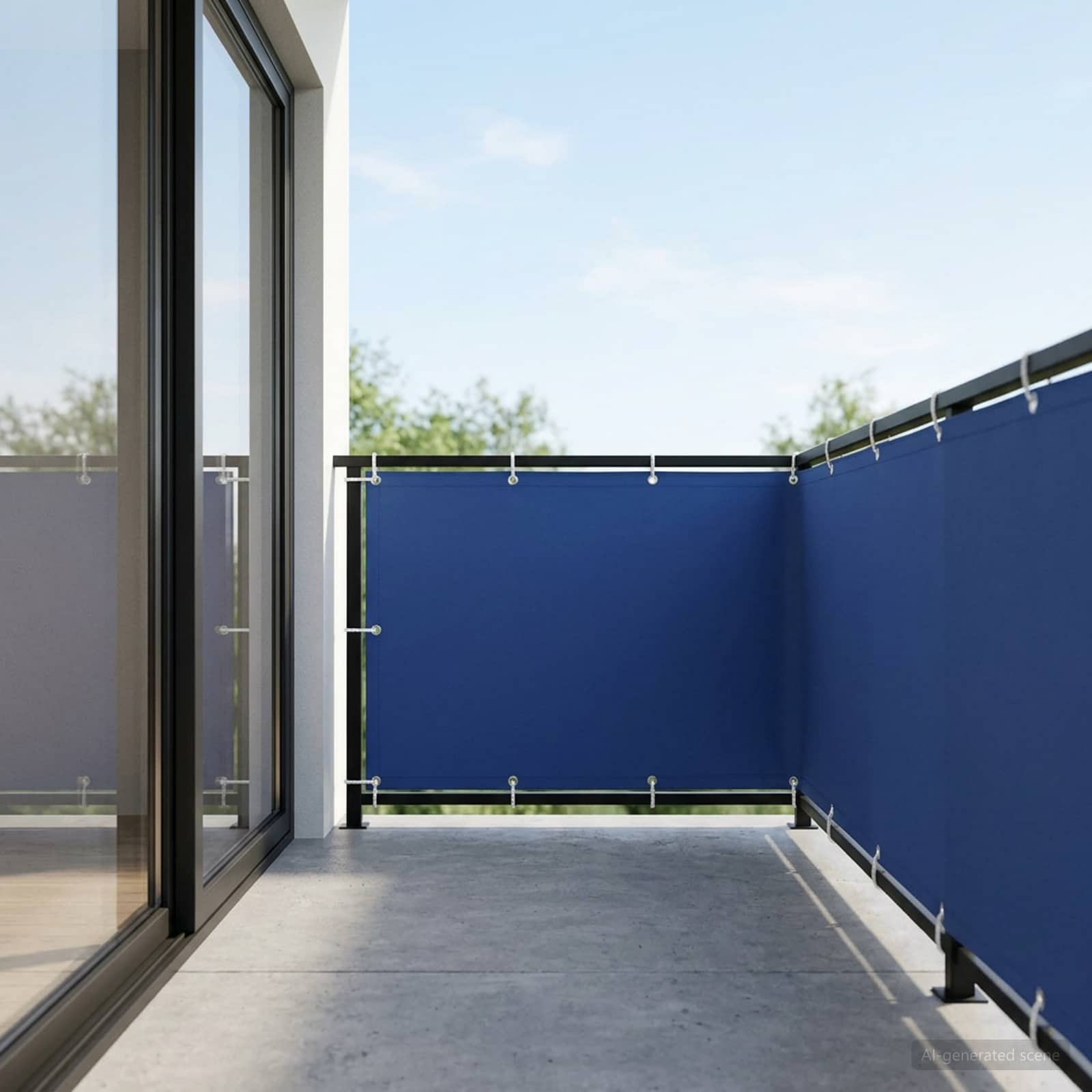 vidaXL Balcony Privacy Screen 150 x 700 cm Fabric with PU Coated Blue 1