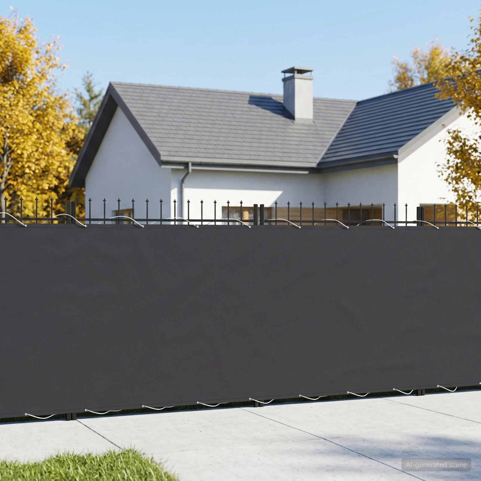 vidaXL Balcony Privacy Screen 200 x 600 cm Fabric with PU Coated Black 1