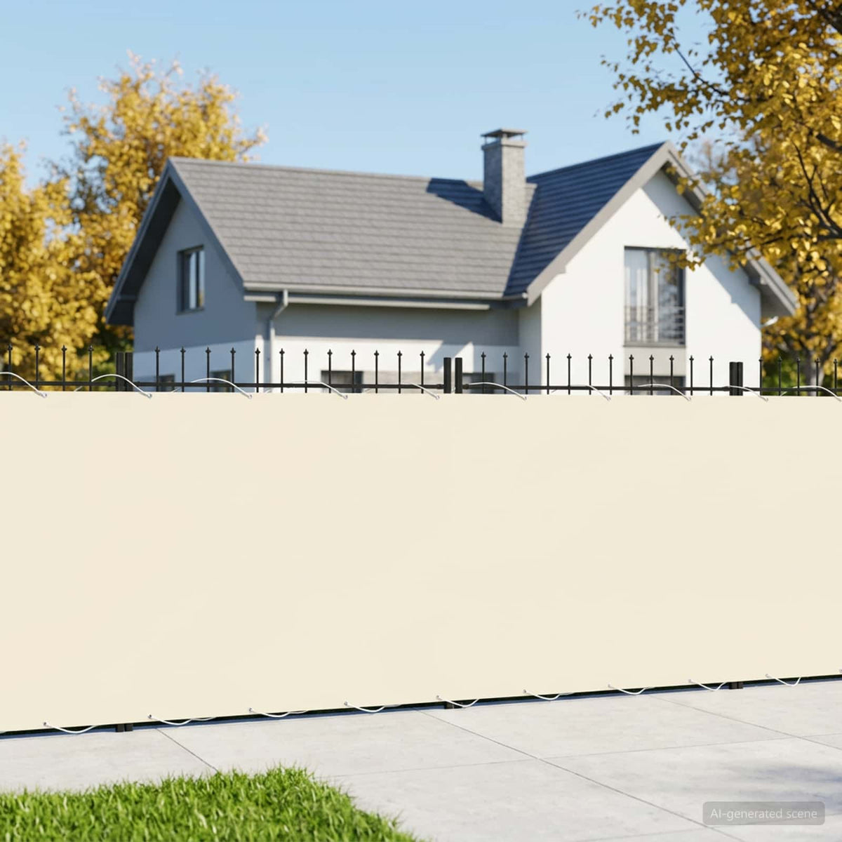Balcony Privacy Screen 1.2 x 25 m Fabric with PU Coated Drop 25 m Width 1.2 m Cream
