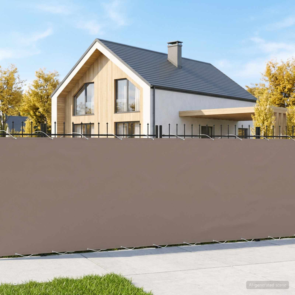 Balcony Privacy Screen 1.2 x 25 m Fabric with PU Coated Drop 25 m Width 1.2 m Taupe