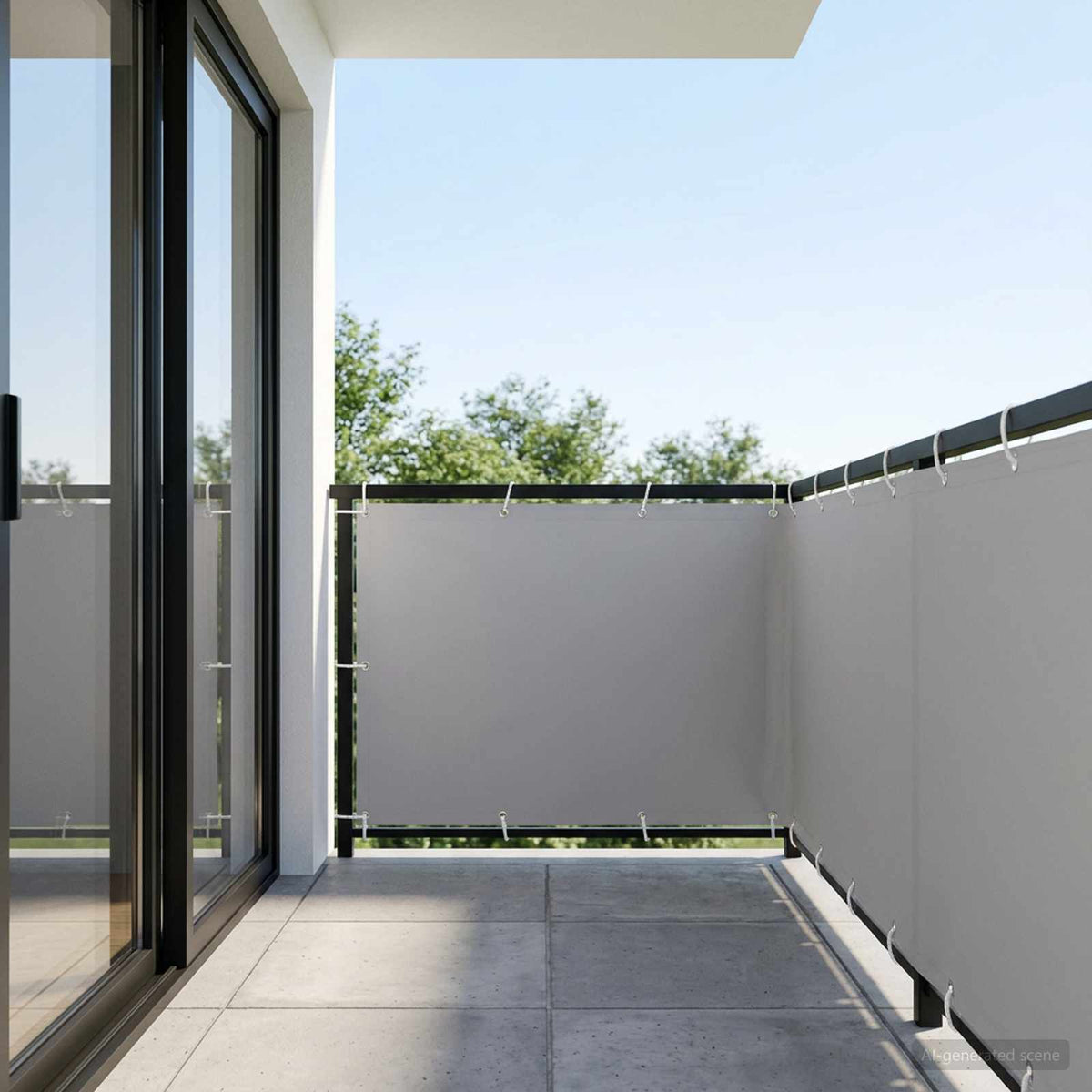Balcony Privacy Screen 1.5 x 15 m Fabric with PU Coated Light grey