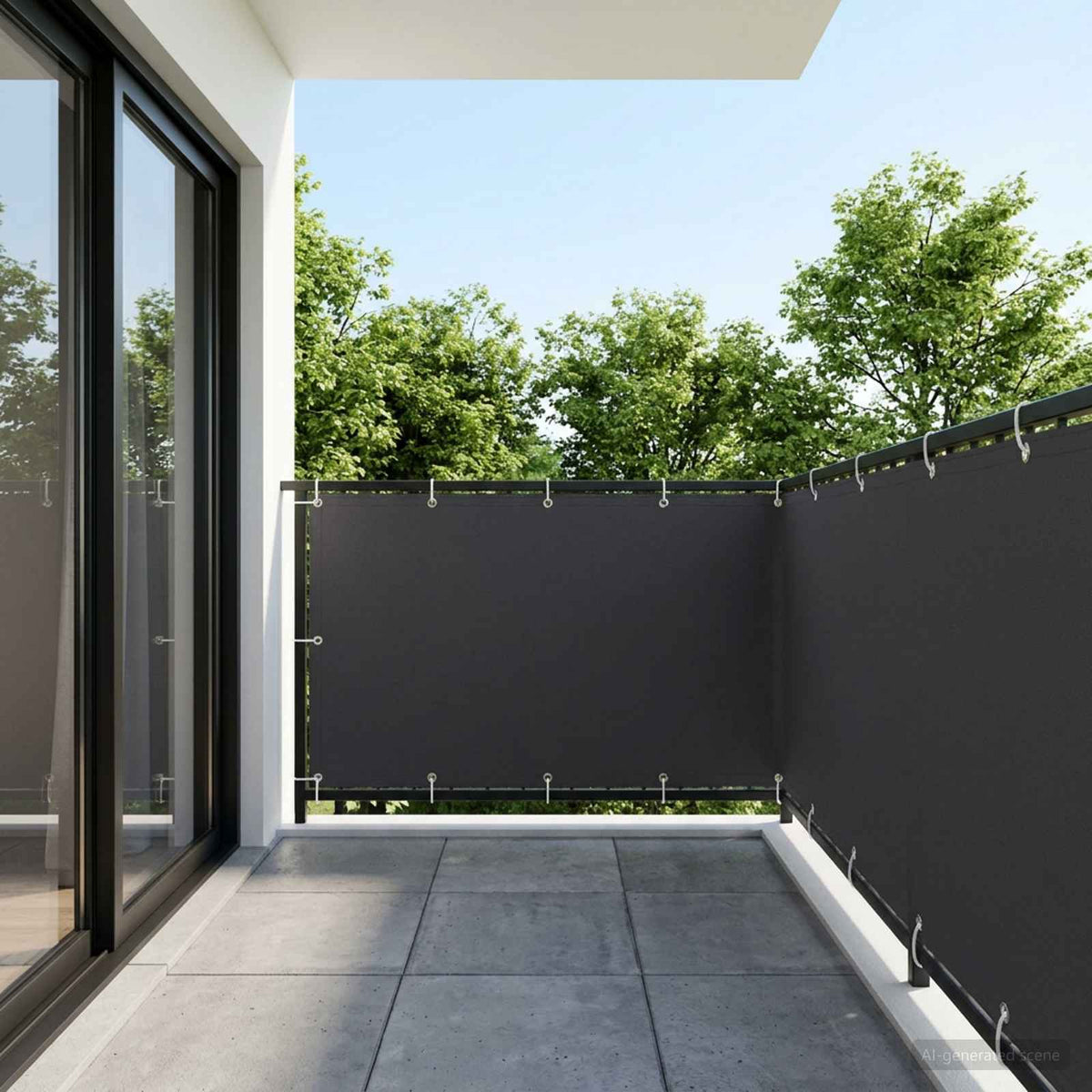 Balcony Privacy Screen 1.5 x 15 m Fabric with PU Coated Black