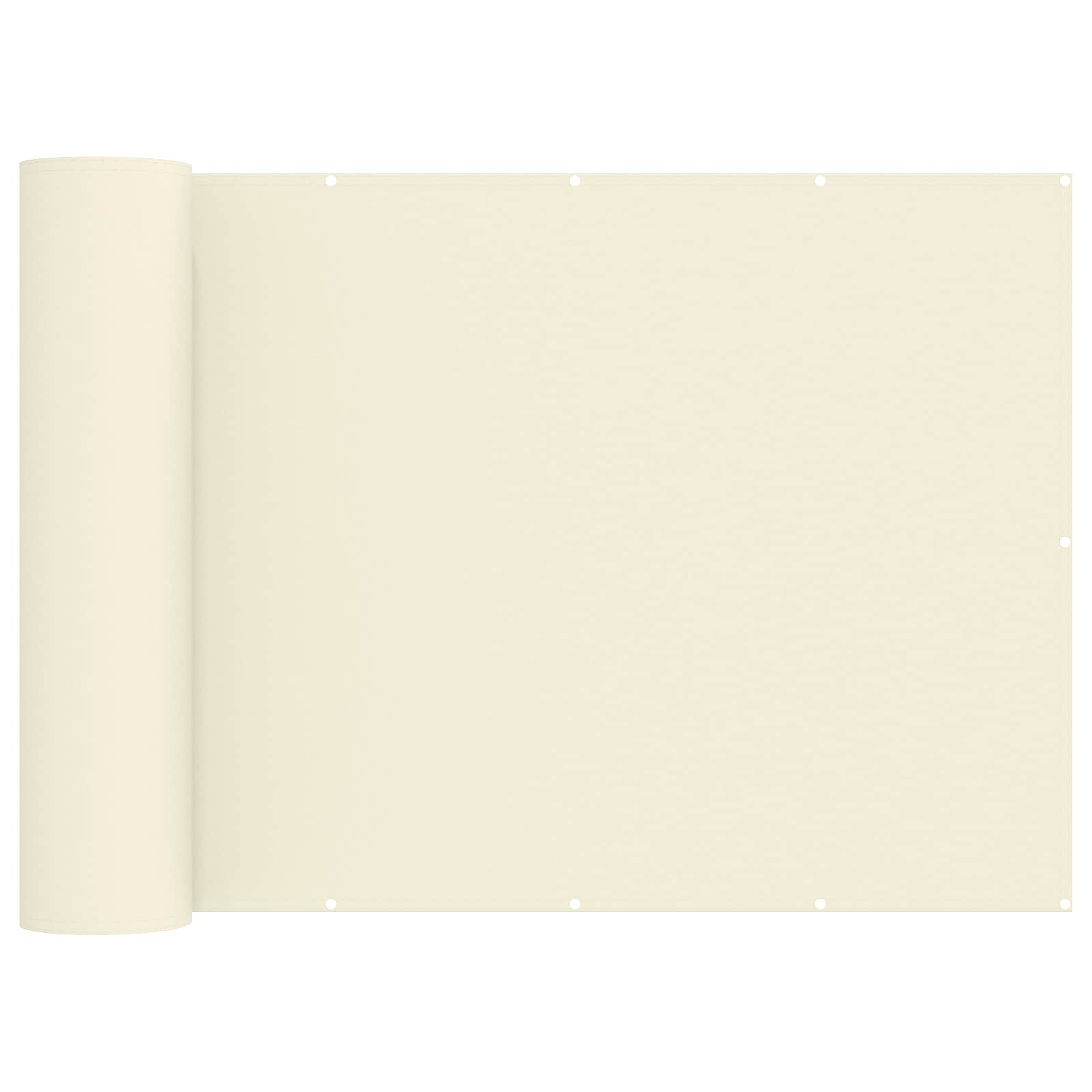 vidaXL Balcony Privacy Screen 1.8 x 25 m Fabric with PU Coated Cream 2