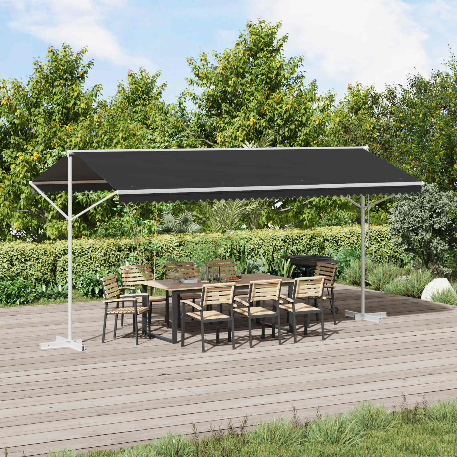 vidaXL Free Standing Awning 5 x 3 m Polyester Anthracite 1