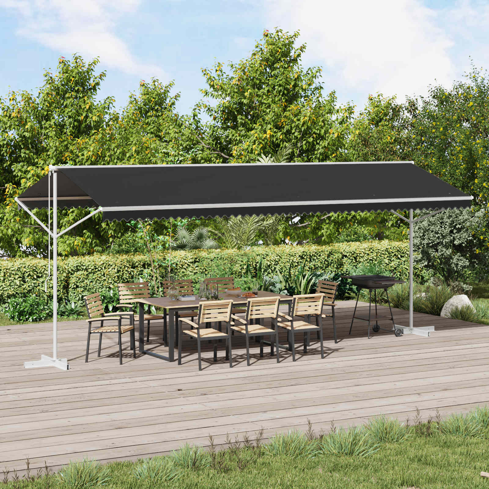 vidaXL Free Standing Awning 6 x 3 m Polyester Anthracite 1