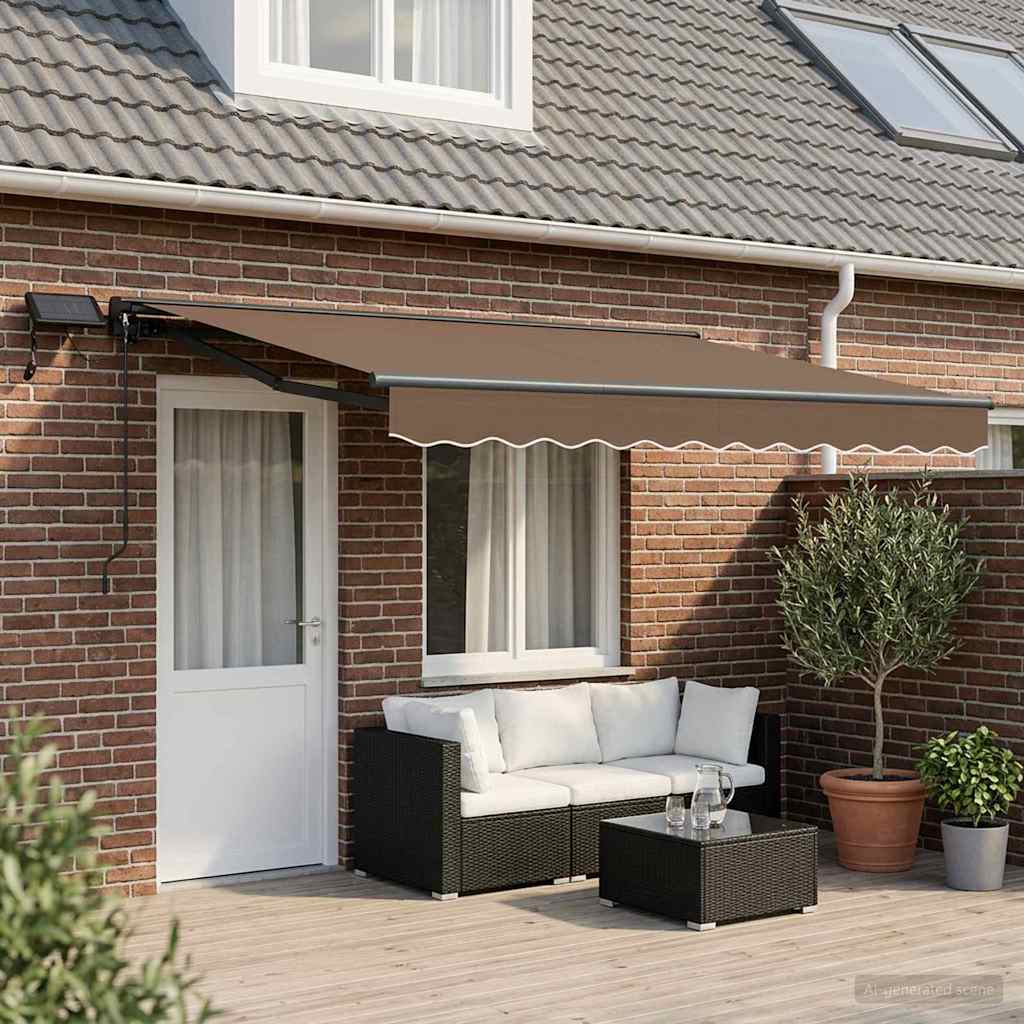 Manual Awning Solar LED Anthracite Taupe