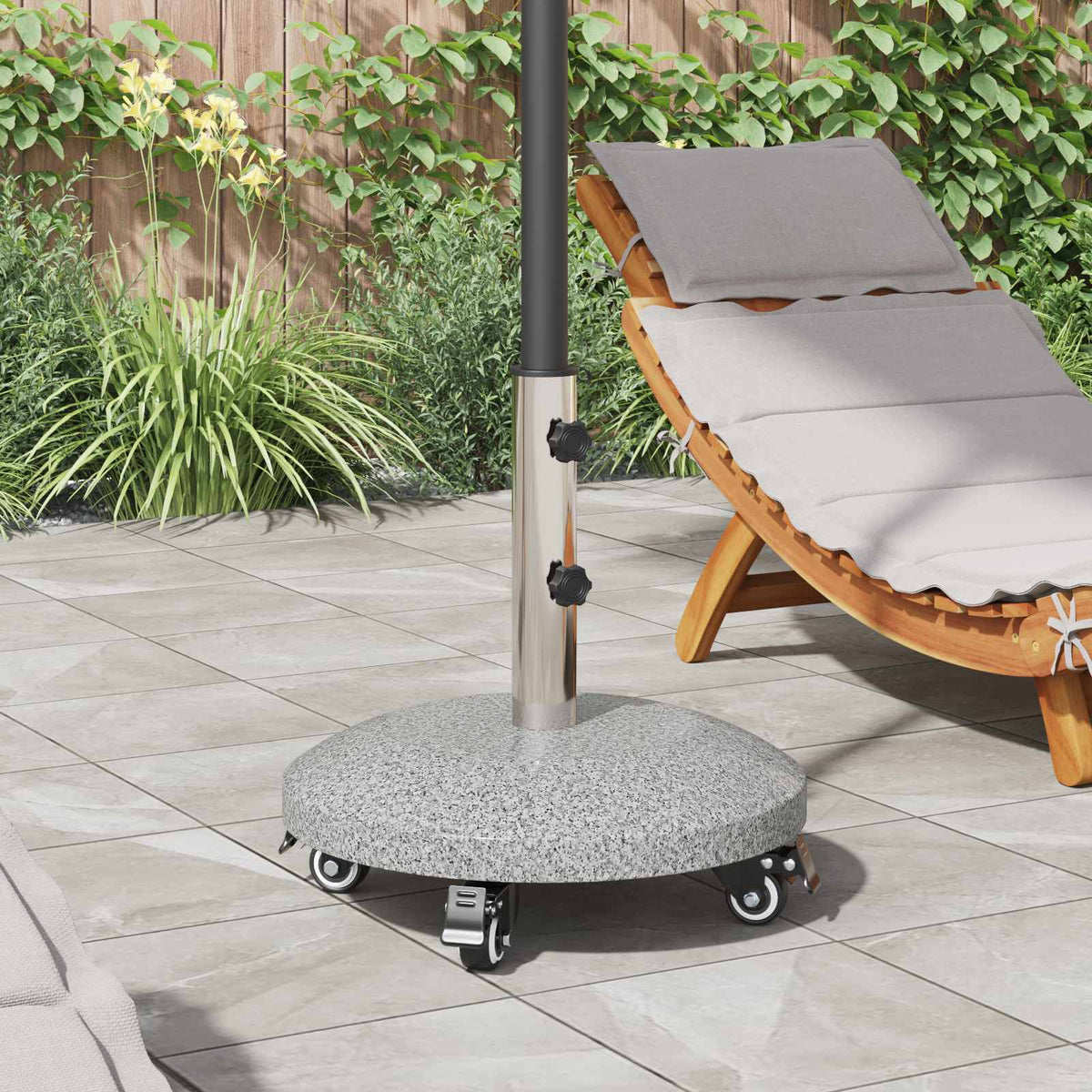 Parasol Base for 40-50 Pole 26.75 kg Grey with wheel