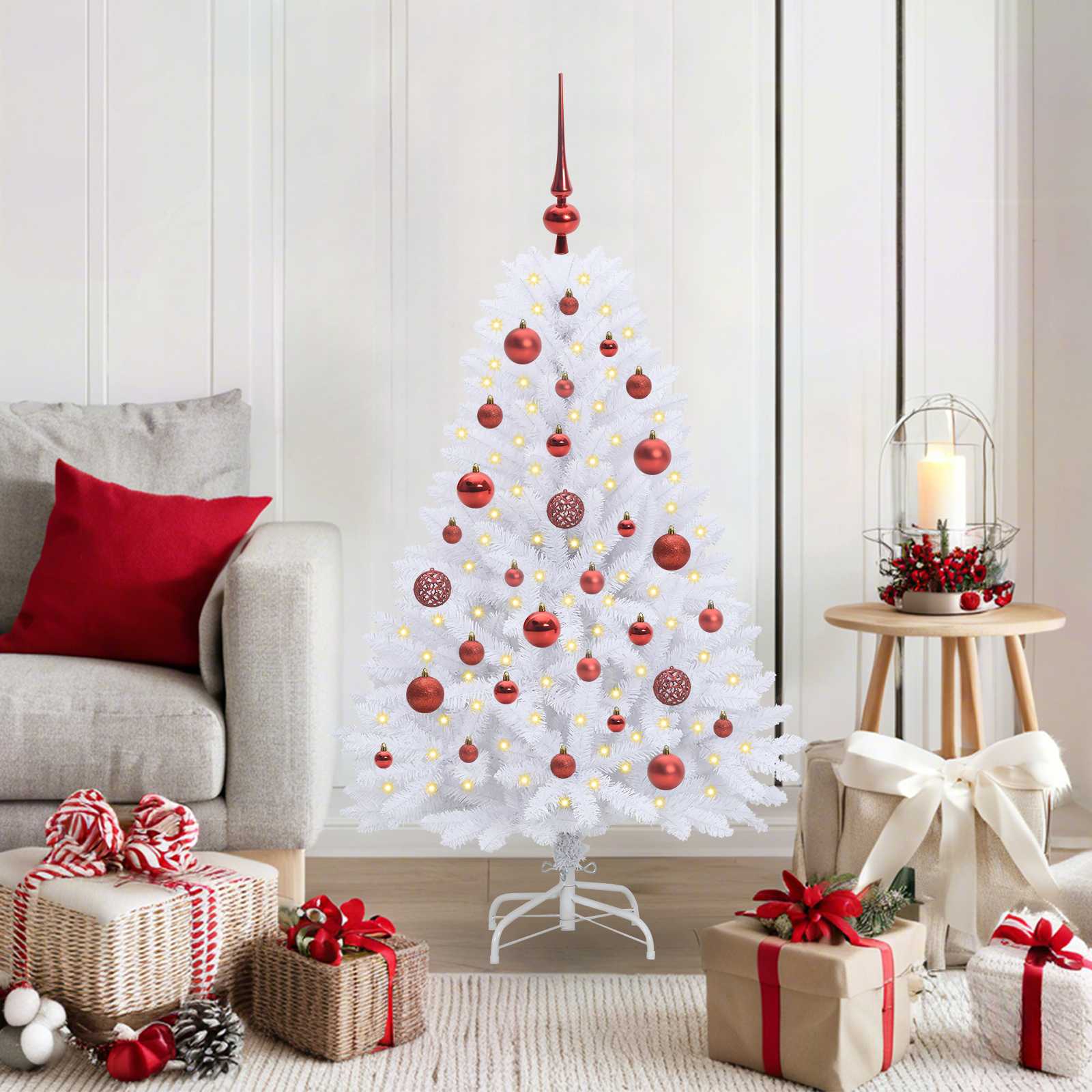 Artificial Hinged Christmas Tree White 120 cm PVC and Steel