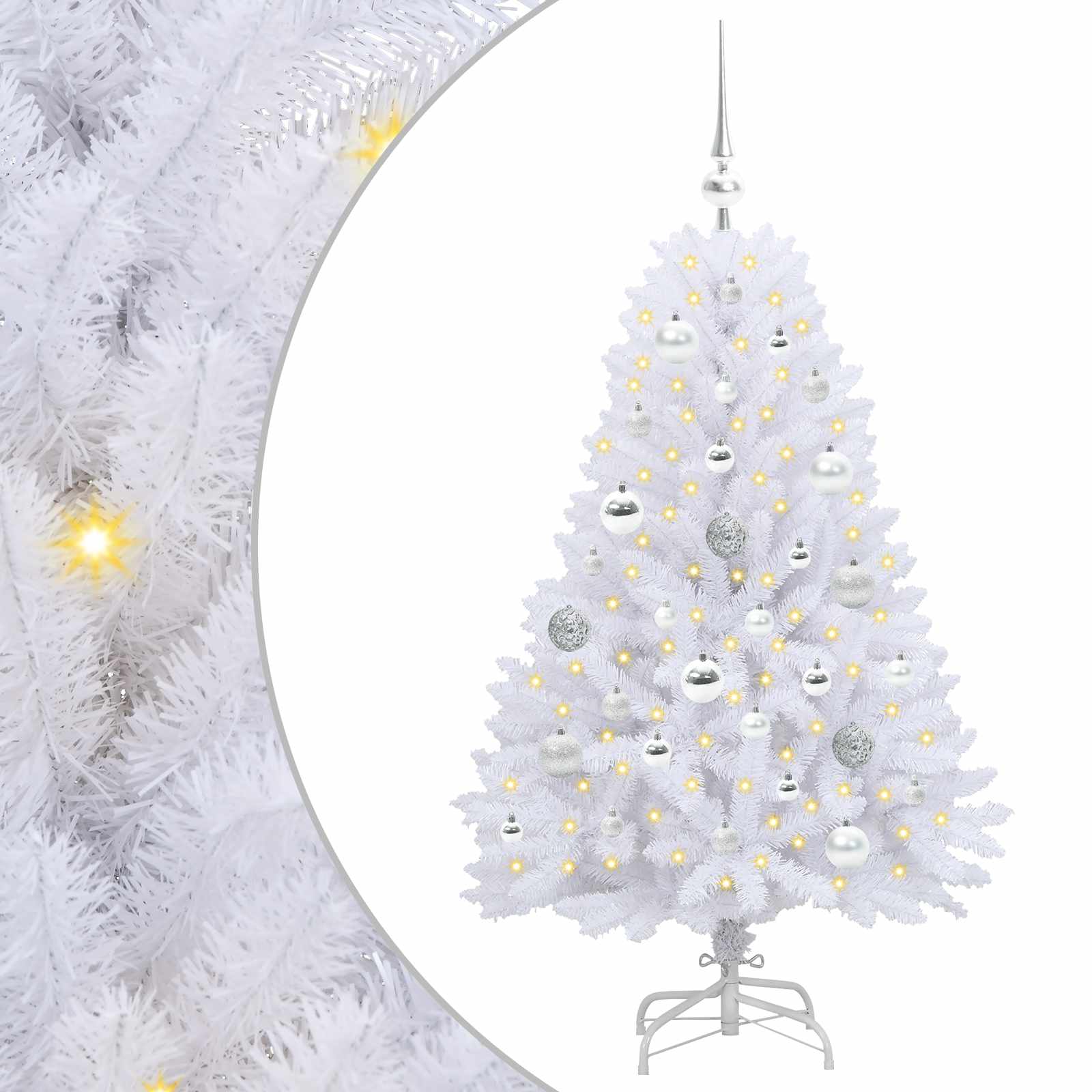 vidaXL Artificial Hinged Christmas Tree White 120 cm PVC and Steel 2