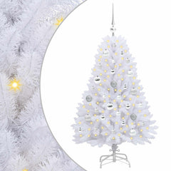 vidaXL Artificial Hinged Christmas Tree White 120 cm PVC and Steel 2