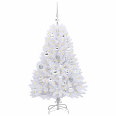 vidaXL Artificial Hinged Christmas Tree White 120 cm PVC and Steel 3
