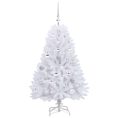 vidaXL Artificial Hinged Christmas Tree White 120 cm PVC and Steel 4