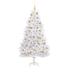 vidaXL Artificial Hinged Christmas Tree White 180 cm PVC and Steel 3