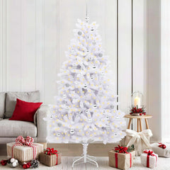 Artificial Hinged Christmas Tree White PVC and Steel 210 cm Silver